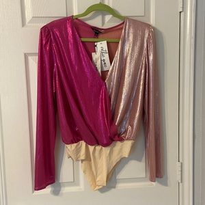 Pink Shimmer Metallic Bodysuit